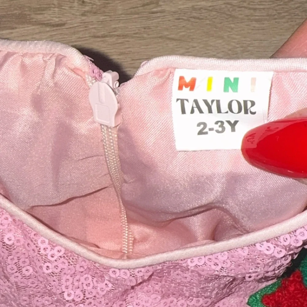 Mini Taylor Toddler Girl Fun Christmas Tree Party Pink Tulle Dress Size 2-3‎